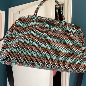 Vera Bradley Aqua/Brown Weekender Bag